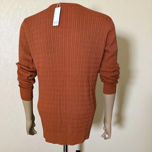 NWT JOHN HENRIC Sweden ( LG ) Ribbed Cable Knit Cotton Sweater - Picture 3 of 8